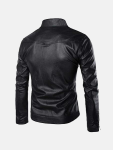 Men's High Collar Leather Jacket