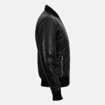 Men's K2 Black Sheepskin Biker Leather Bomber Jacket