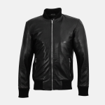 Men's K2 Black Sheepskin Biker Leather Bomber Jacket
