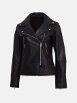Women's Black Leather Biker Jacket
