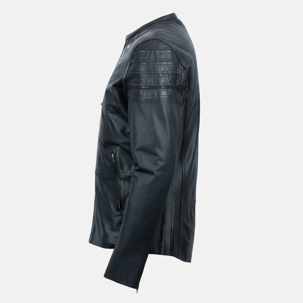 Men's Karakoram Biker Motorcycle Black Leather Jacket