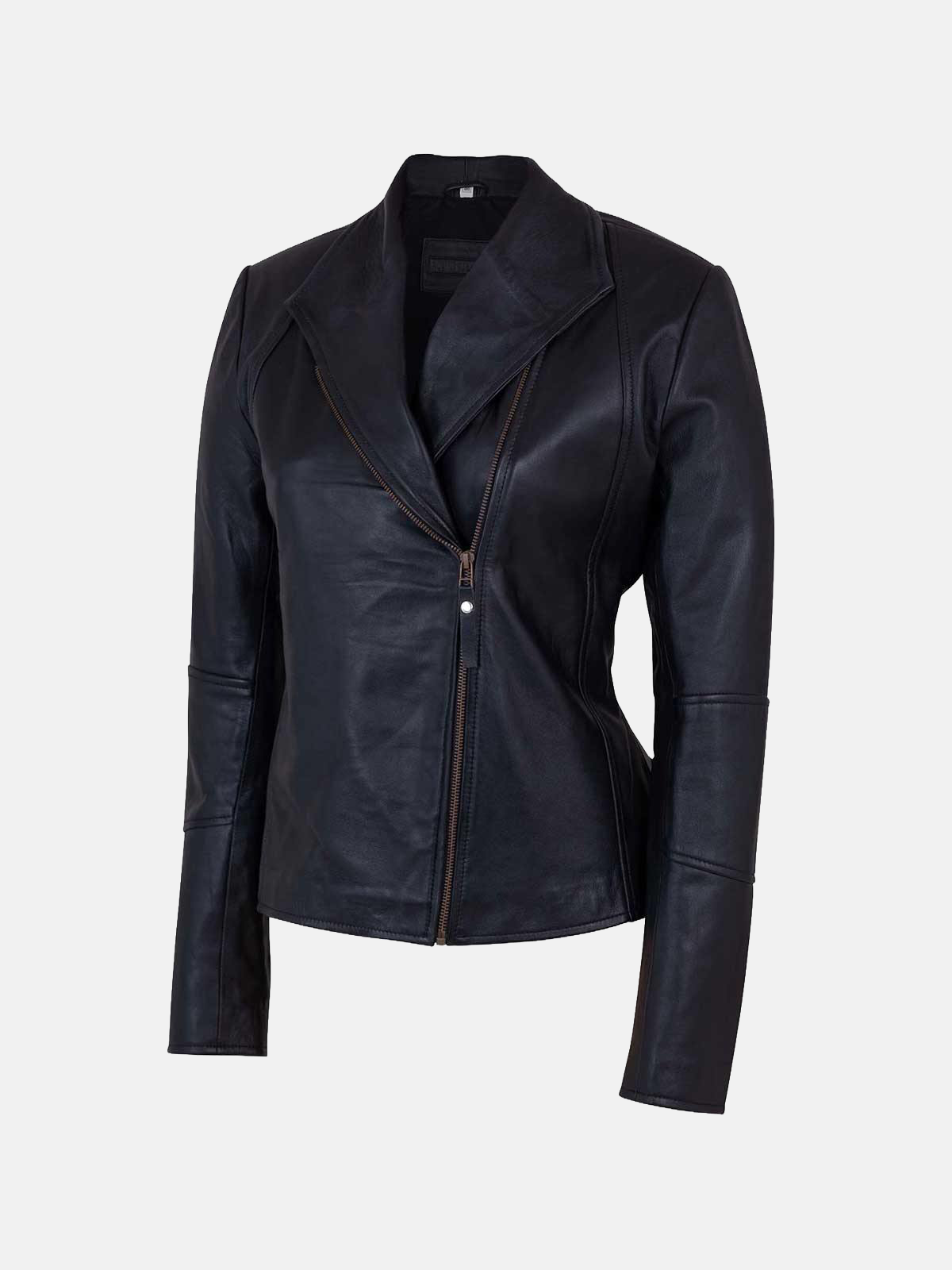 Women's Motorcycle Biker Sheepskin Black Leather Jacket