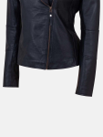 Women's Motorcycle Biker Sheepskin Black Leather Jacket