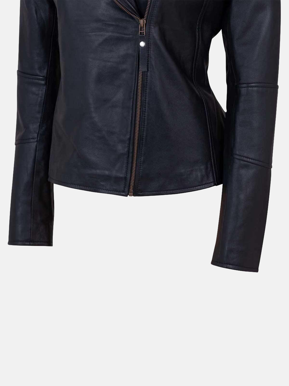 Women's Motorcycle Biker Sheepskin Black Leather Jacket