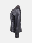 Women's Black Collarless Leather Biker Jacket