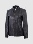 Women's Black Leather Motorcycle Jacket