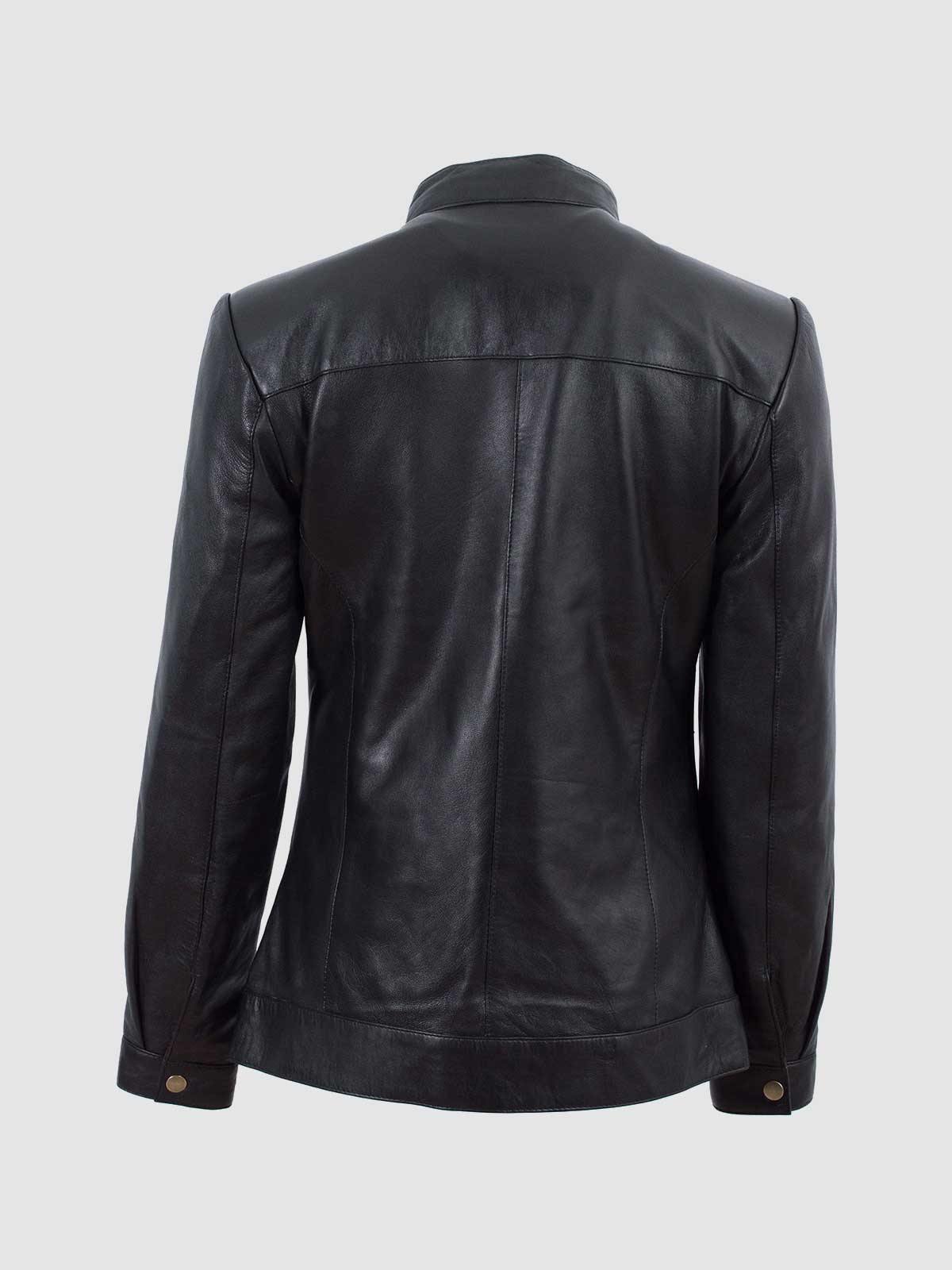 Women's Black Leather Motorcycle Jacket