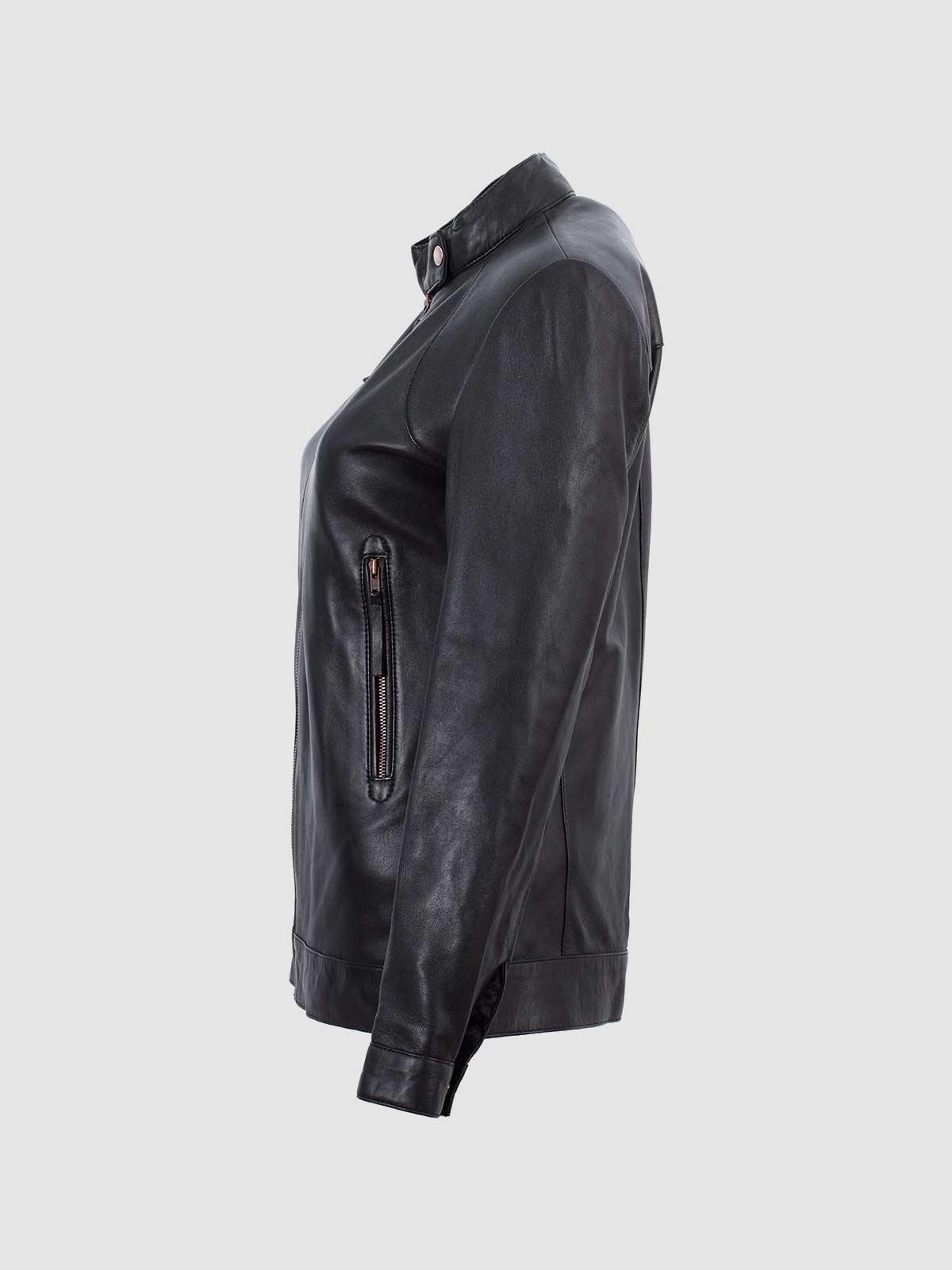 Women's Black Leather Motorcycle Jacket