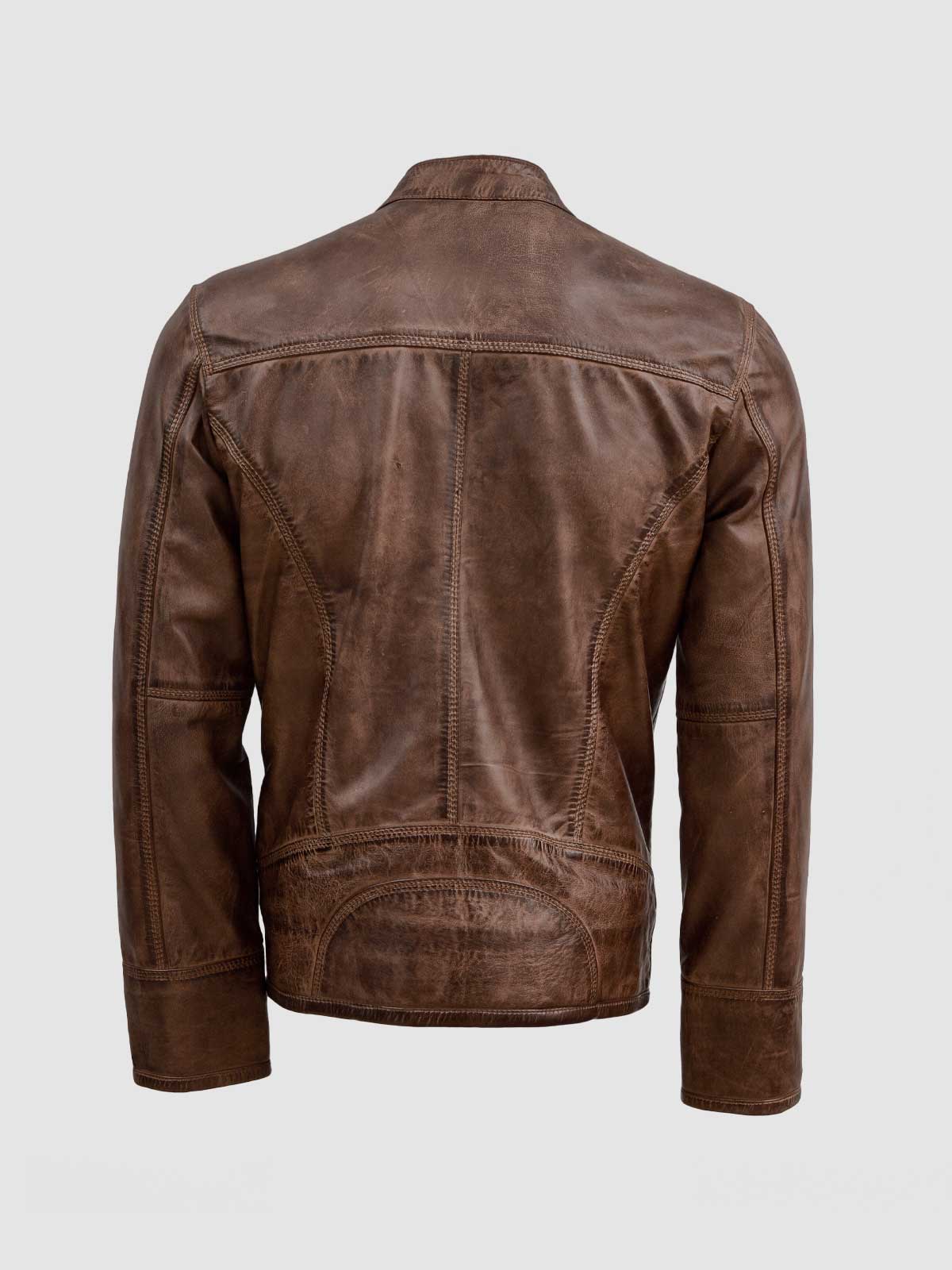 Men's Brown Leather Waxed Jacket
