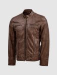 Men's Brown Leather Waxed Jacket