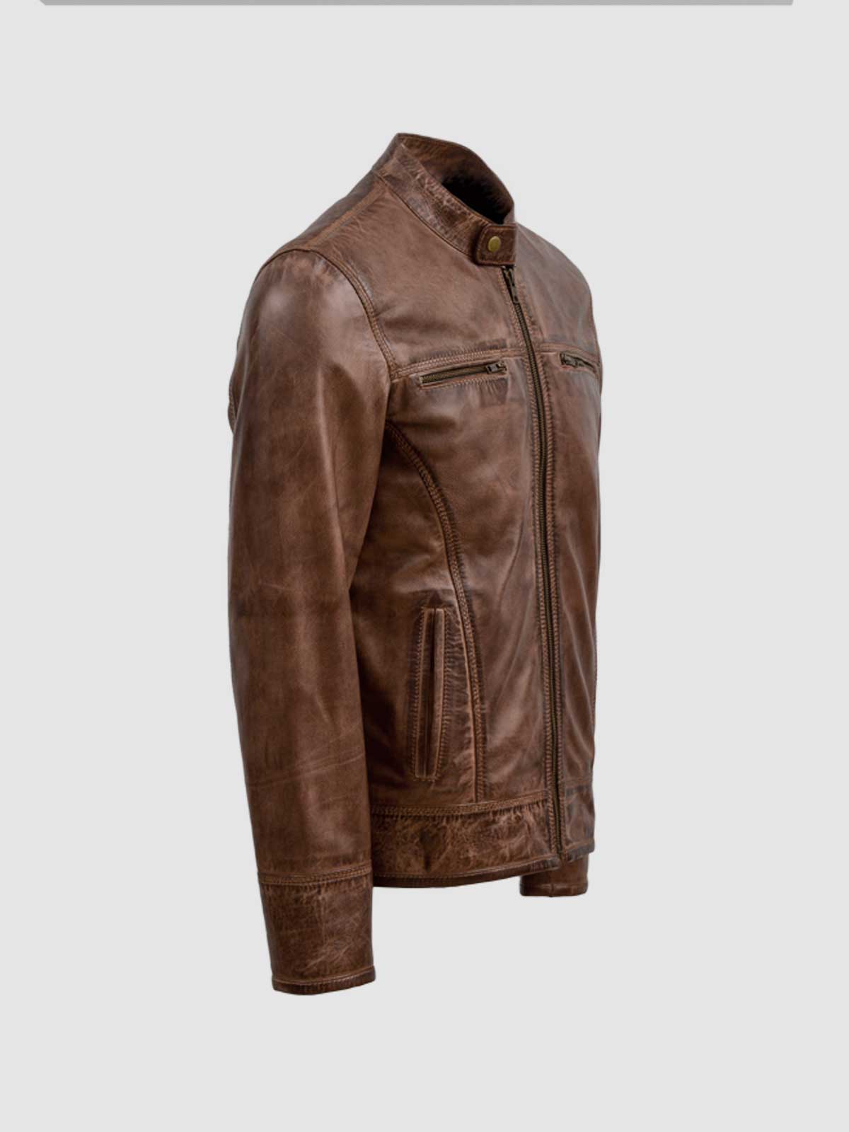 Men's Brown Leather Waxed Jacket