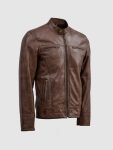 Men's Brown Leather Waxed Jacket