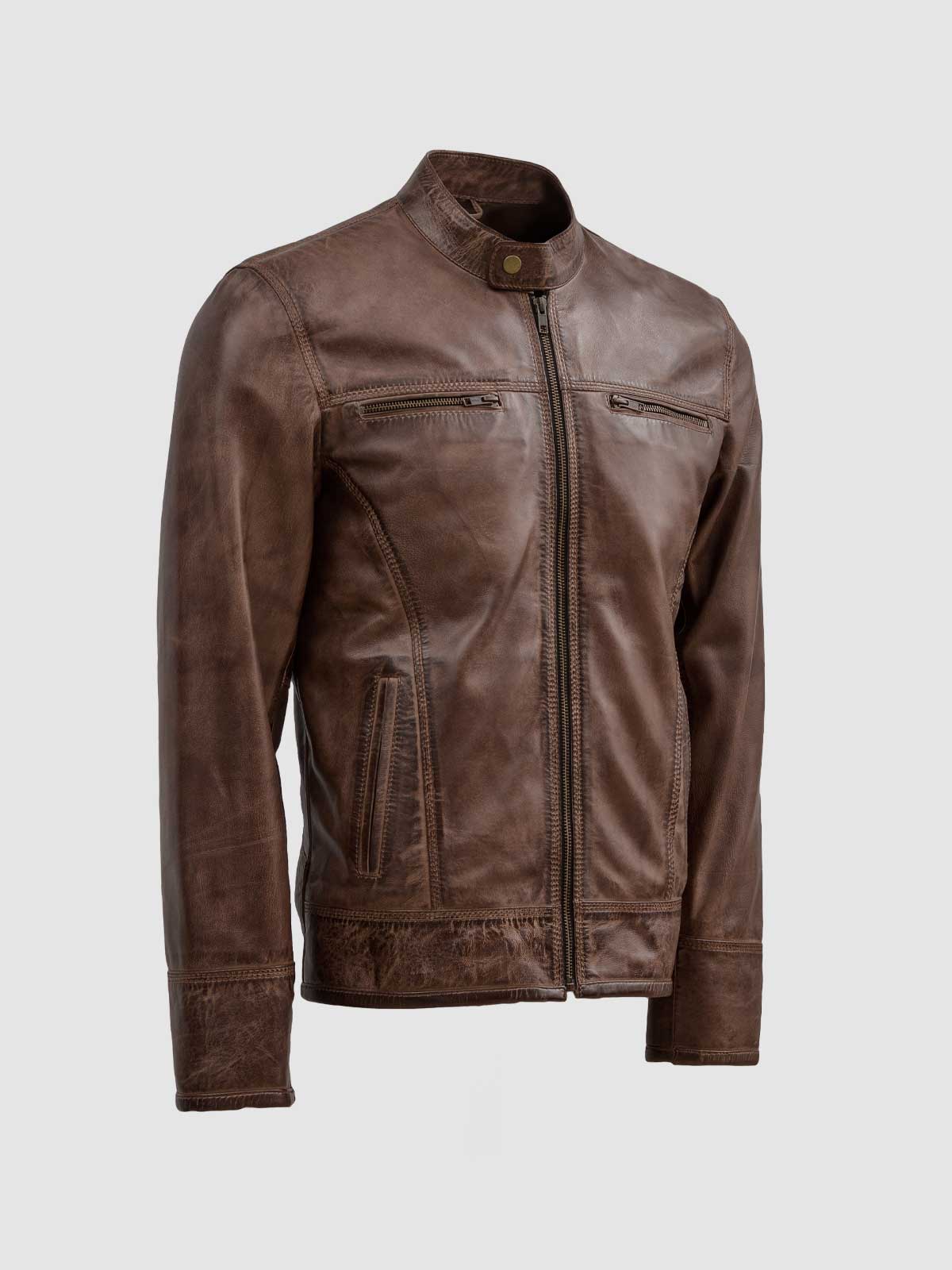 Men's Brown Leather Waxed Jacket