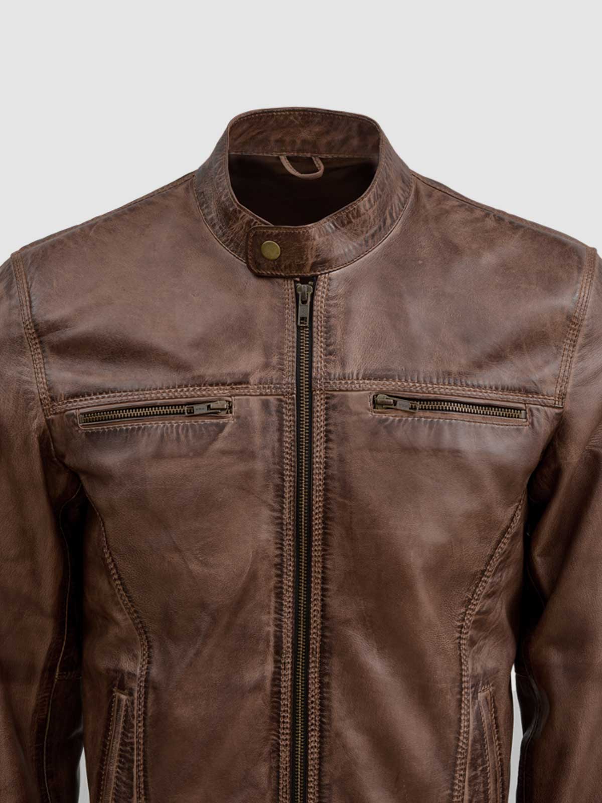 Men's Brown Leather Waxed Jacket