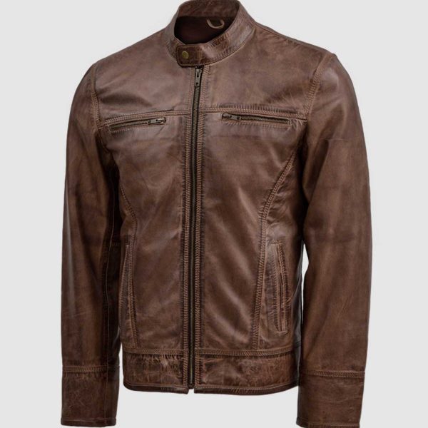 Men's Brown Leather Waxed Jacket