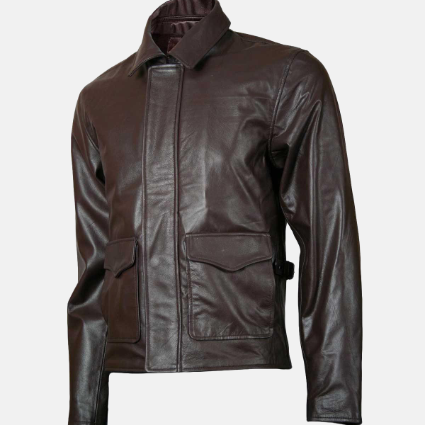Men's Brown Leather Biker Jacket
