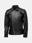 Men's Cafe Racer Quilted Biker Leather Jacket