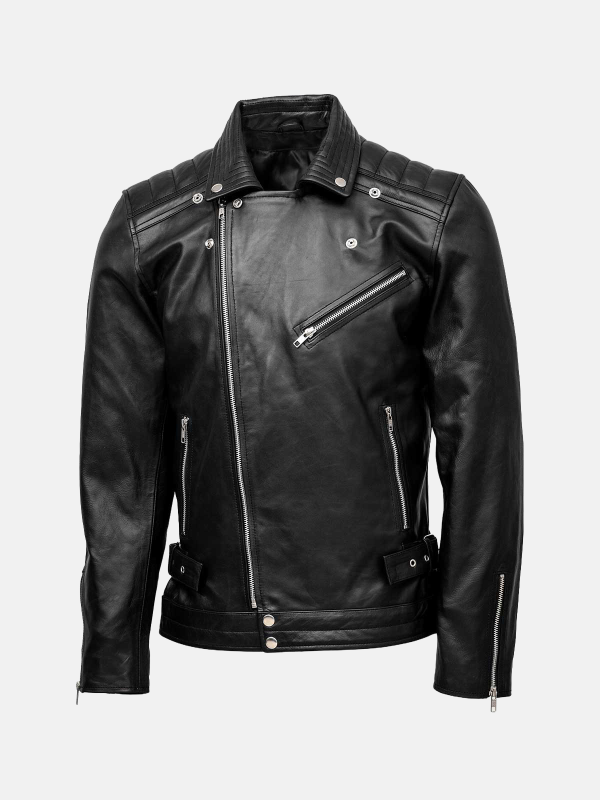 Men's Cafe Racer Quilted Biker Leather Jacket