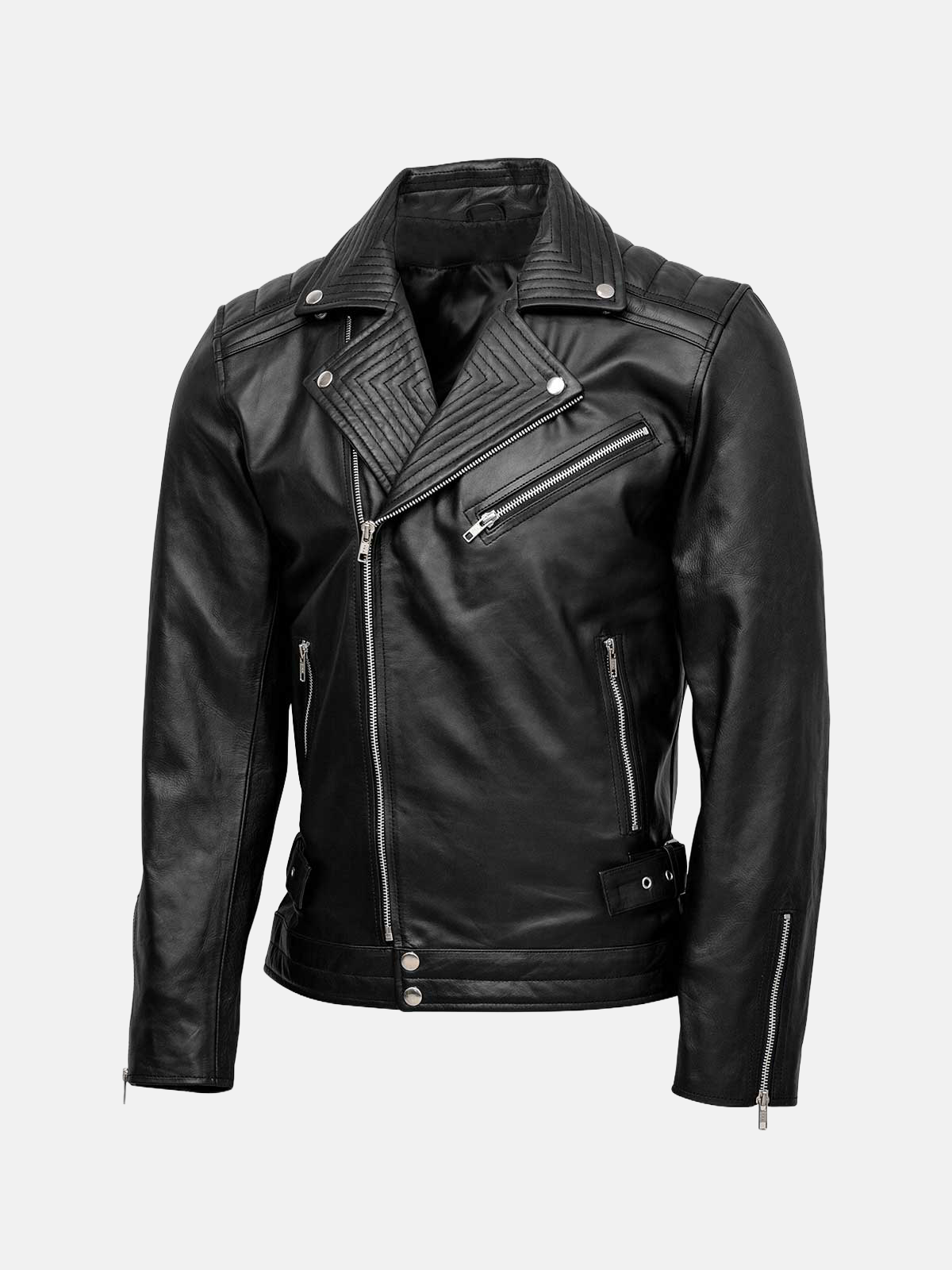 Men's Cafe Racer Quilted Biker Leather Jacket