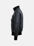 Men's Black Leather Bomber Jacket