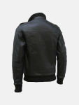 Men's Black Leather Bomber Jacket