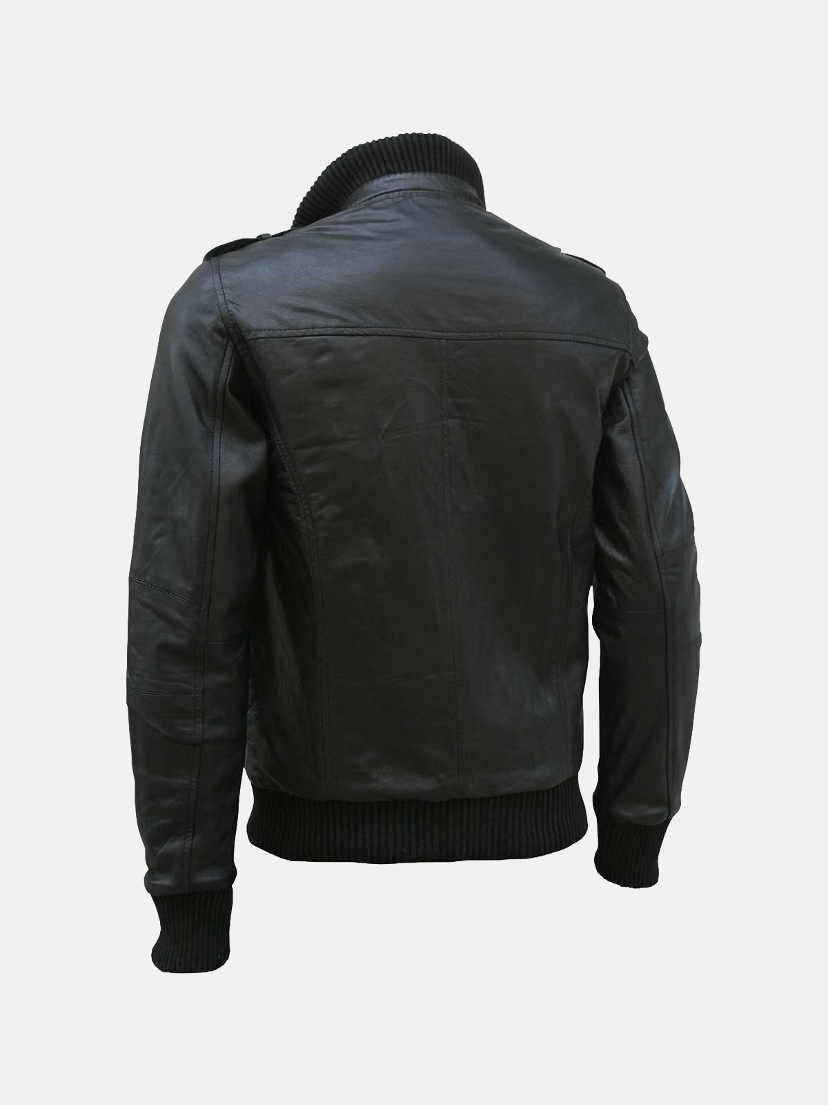 Men's Black Leather Bomber Jacket