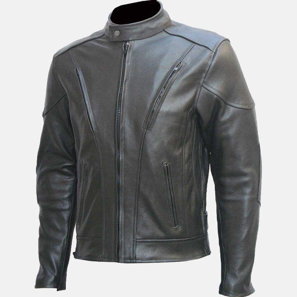 Men's Black Motorcycle Leather Biker Jacket