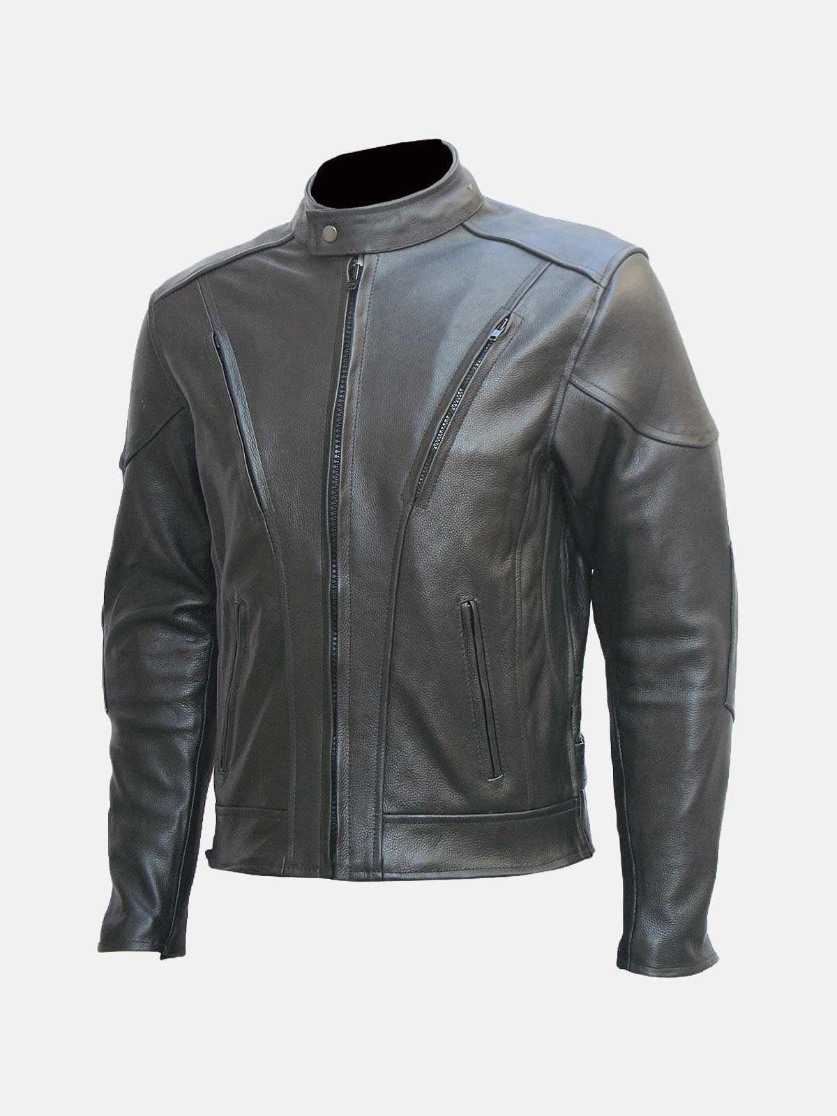 Men's Black Motorcycle Leather Biker Jacket