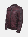 Men's Classic Burgundy Waxed Leather Jacket