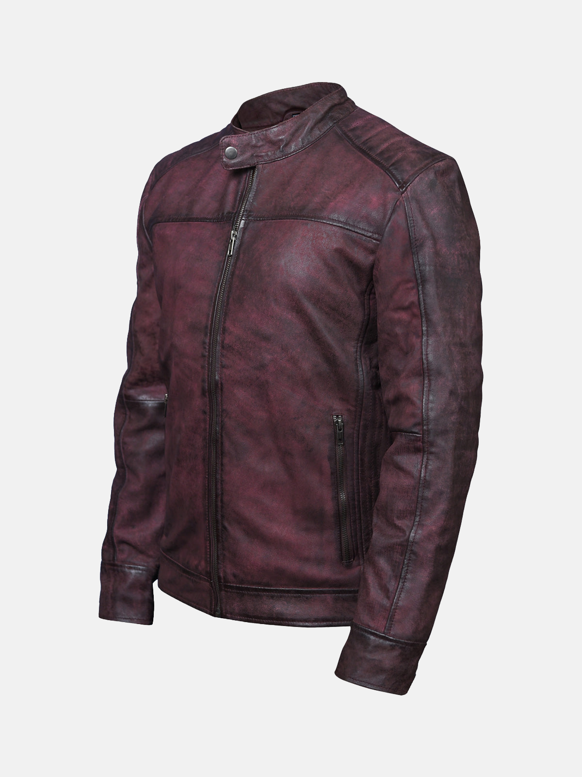 Men's Classic Burgundy Waxed Leather Jacket