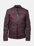 Men's Classic Burgundy Waxed Leather Jacket