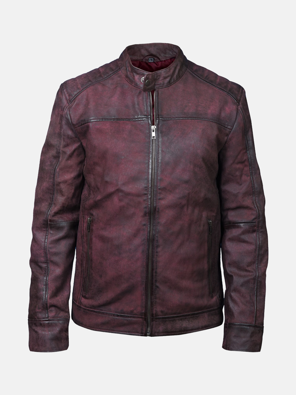 Men's Classic Burgundy Waxed Leather Jacket