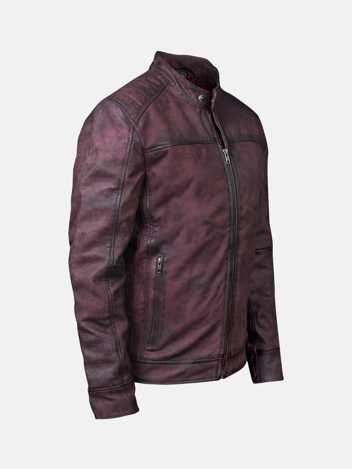 Men's Classic Burgundy Waxed Leather Jacket
