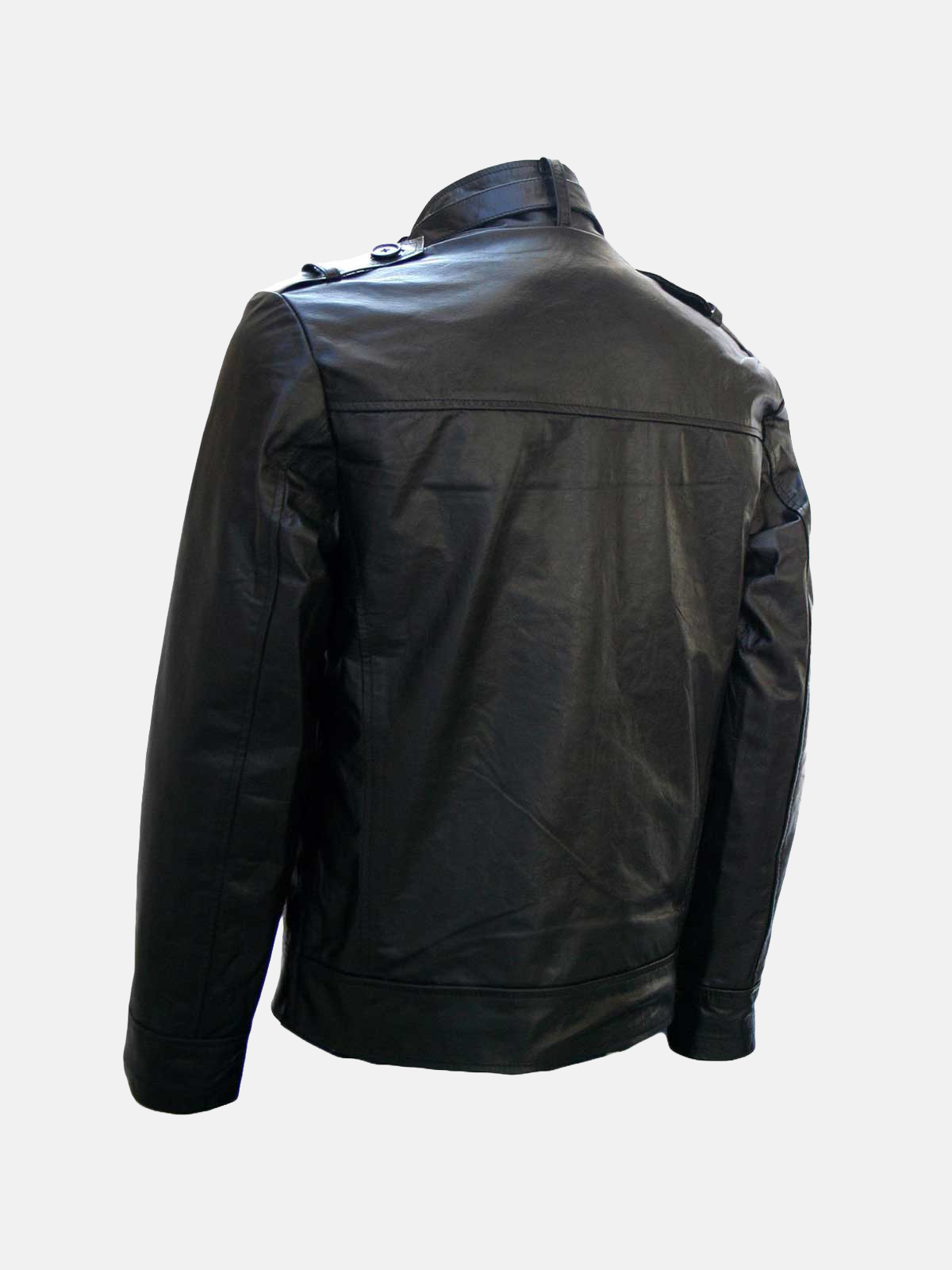 Men's Black Cropped Biker Leather Jacket