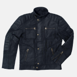 Men's Hispar Black Nubuck Moto Racer Biker Leather Jacket