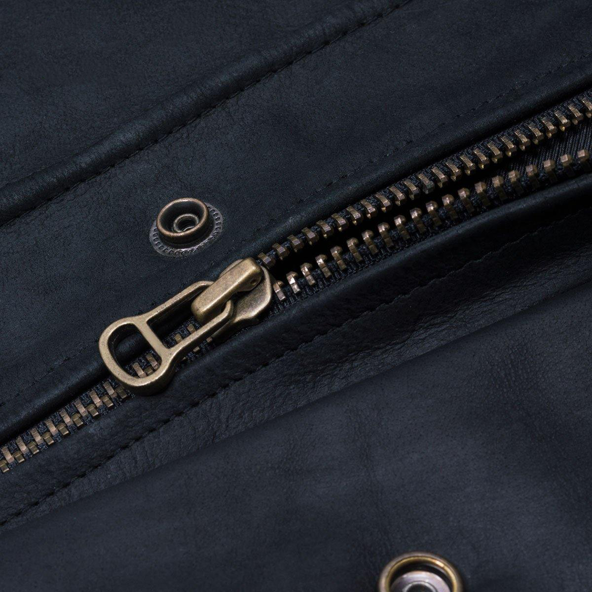 Men's Hispar Black Nubuck Moto Racer Biker Leather Jacket