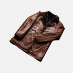 Men's Cinnamon Distressed Leather Fur Coat