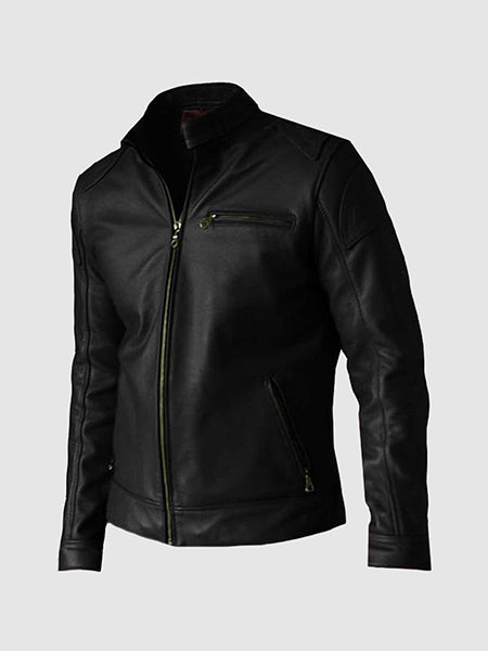Men's Black Leather Biker Jacket
