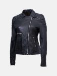 Women's Quilted Black Sheepskin Leather Jacket