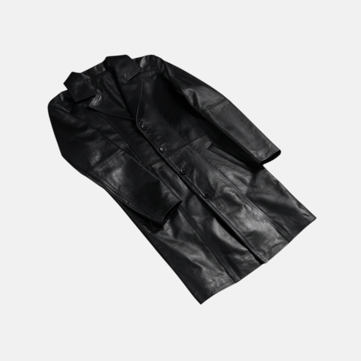 Men's Don Long Black Leather Coat