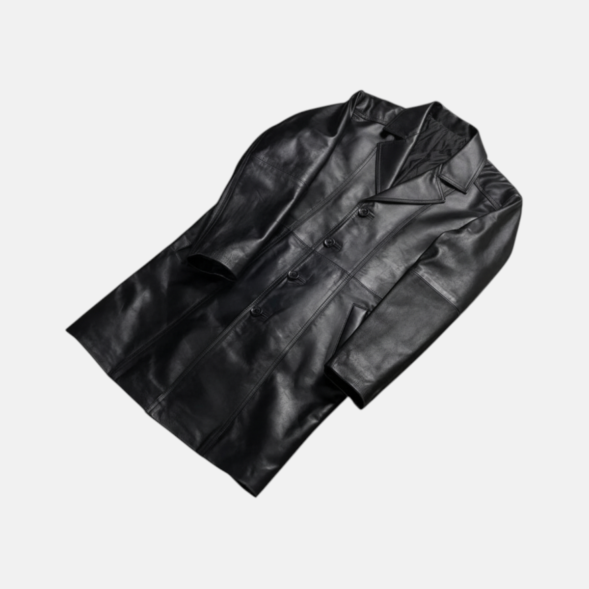 Men's Don Long Black Leather Coat