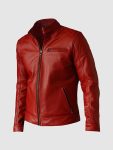 Men's Elegant Red Leather Jacket