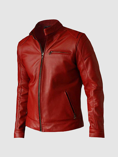 Men's Elegant Red Leather Jacket