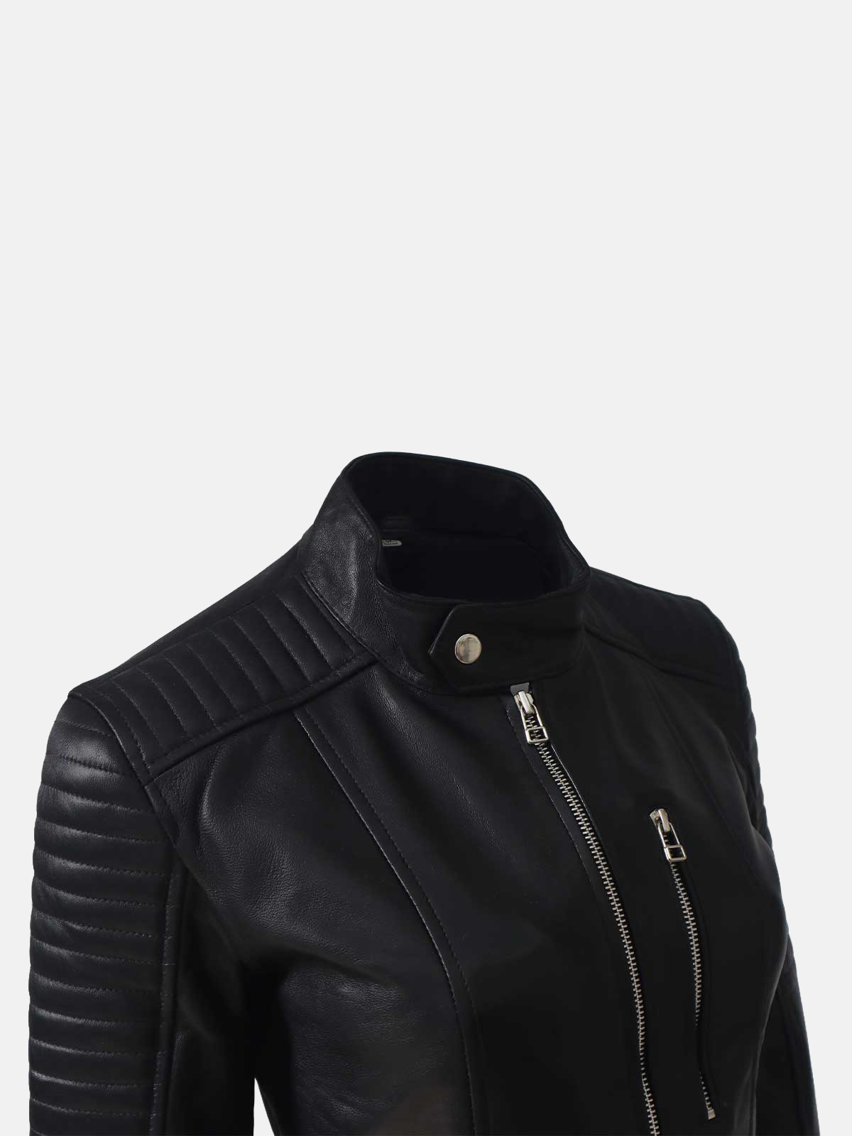 Women's Quilted Cafe Racer Biker Leather Jacket