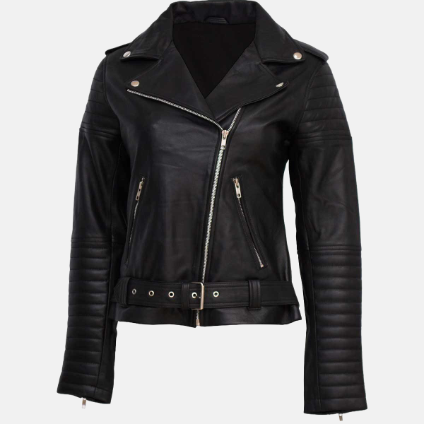 Women's Padded Biker Leather Jacket