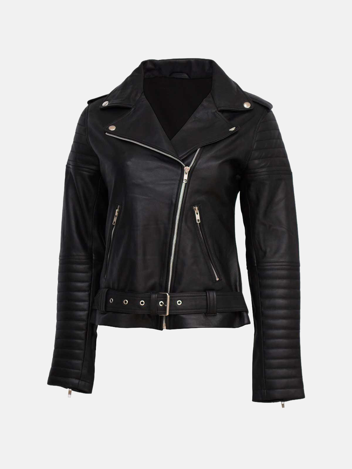 Women's Padded Biker Leather Jacket