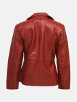 Women’s Red Leather Coat with Zip