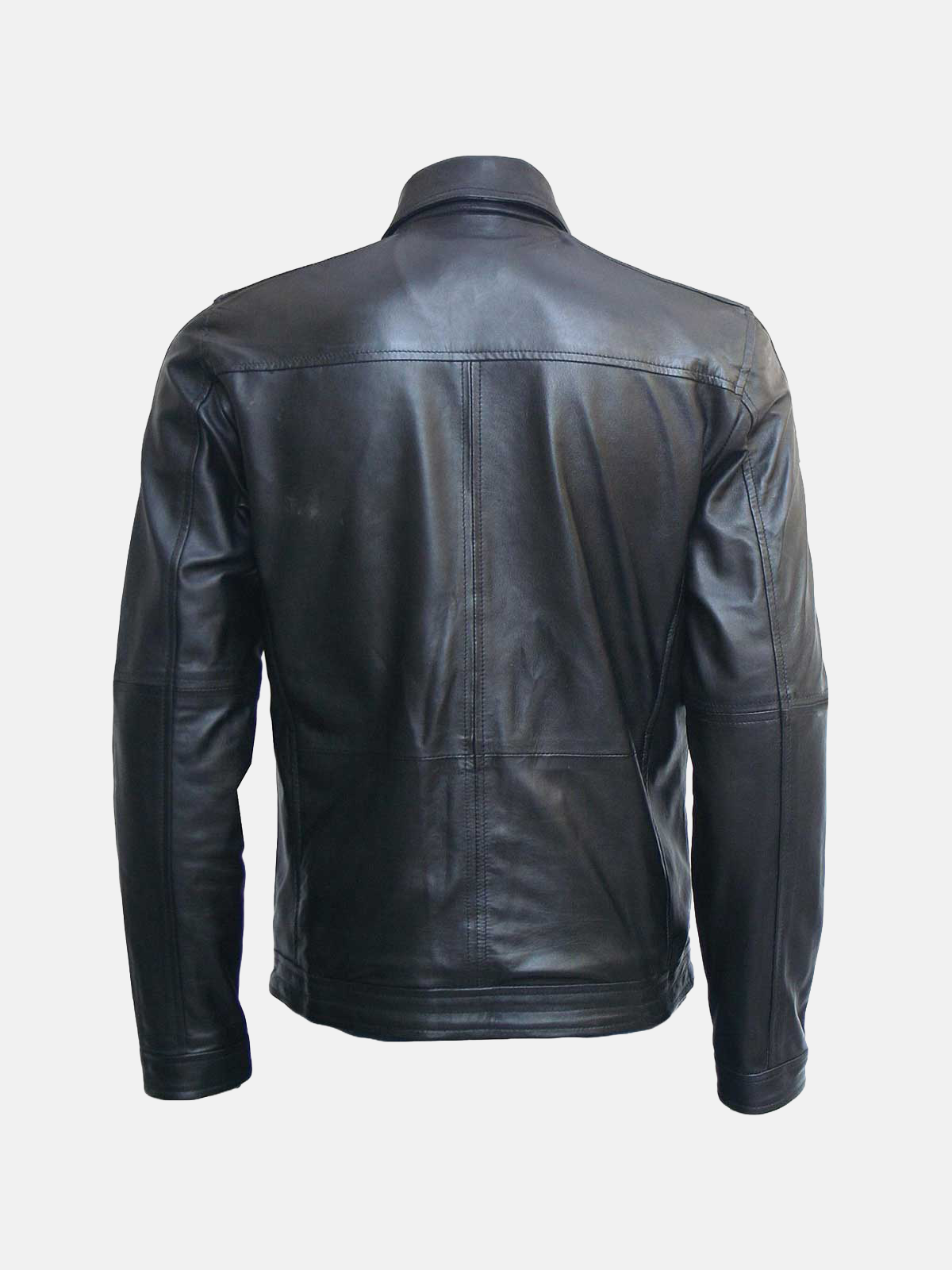 Men's Black Leather Zipper Jacket