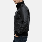 Men's Premium Black Leather Bomber Jacket