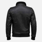 Men's Premium Black Leather Bomber Jacket